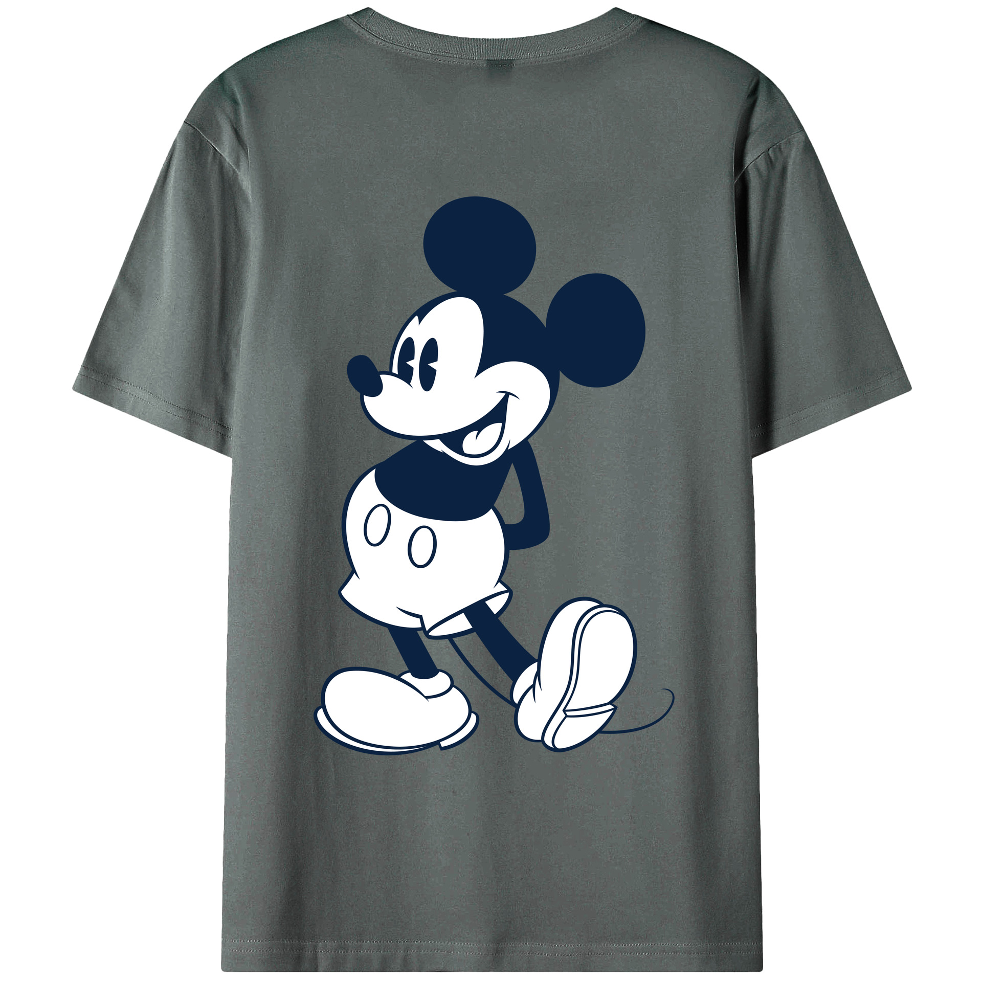 ミッキーマウス Mickey Mouse 綿100％ メンズ半袖Tシャツ（バックプリント） 通気性